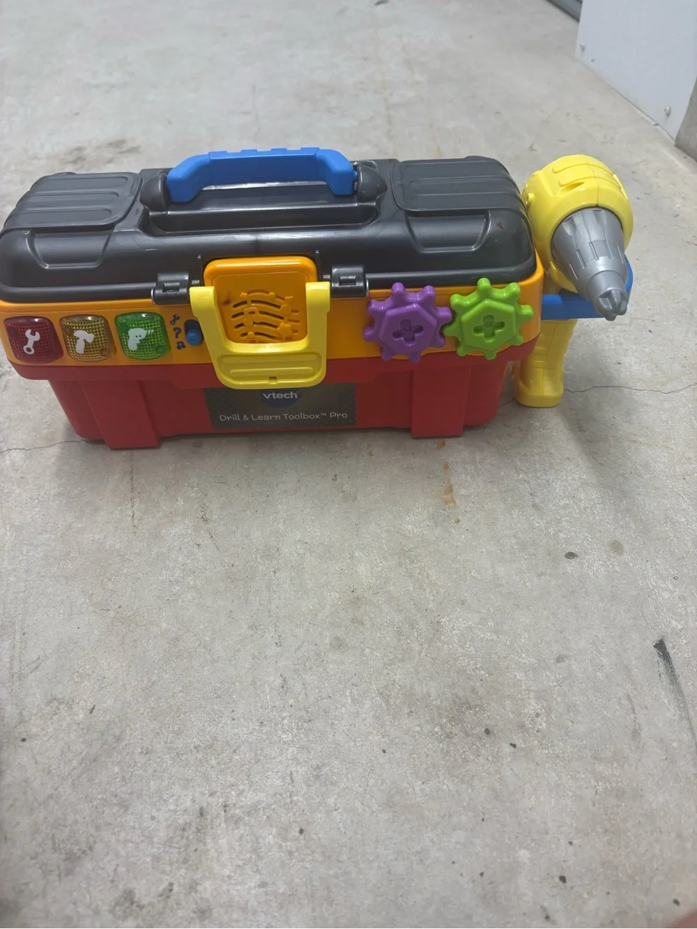 VTech Drill & Learn Toolbox Pro Pretend Play Tool Set w/ Toy Drill, Red Belt
